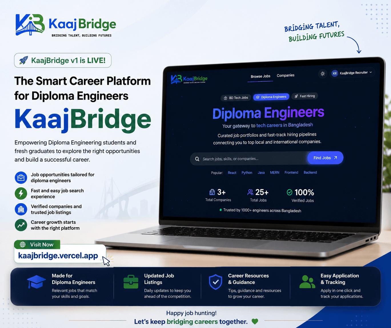 KaajBridge - A modern job portal built for Diploma Engineers in Bangladesh
